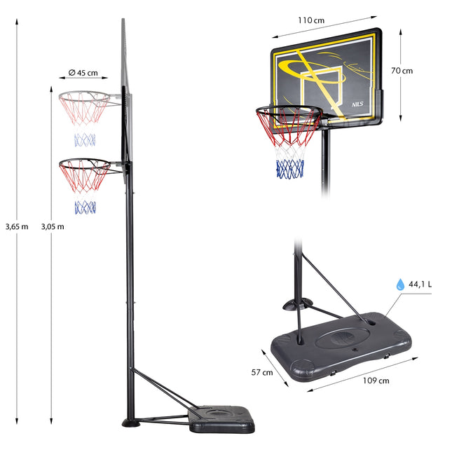 Basketbalový koš, nastavitelná výška, vnitřní i venkovní
