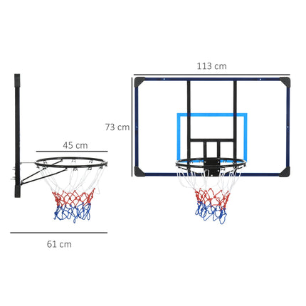 Nástěnný venkovní basketbalový koš, ocel, 113x61x73 cm