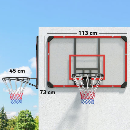 Venkovní basketbalový koš z oceli, na zeď, 113 x 61 x 73 cm
