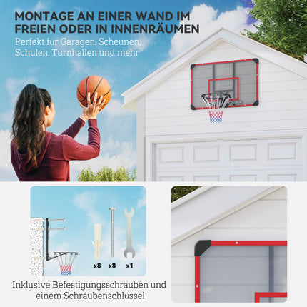Venkovní basketbalový koš z oceli, na zeď, 113 x 61 x 73 cm