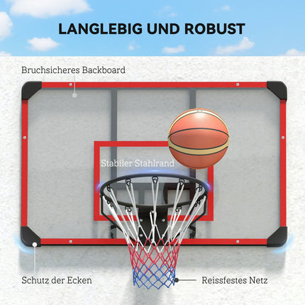 Venkovní basketbalový koš z oceli, na zeď, 113 x 61 x 73 cm