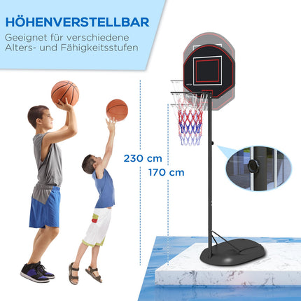 Nastavitelný stojan pro basketbalový koš, 221-282 cm, nerozbitná deska