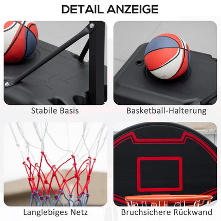 Nastavitelný venkovní basketbalový koš s kolečky, 195-250 Cm
