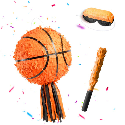 Basketbalová piñata sada s tyčí a maskou, 25 cm
