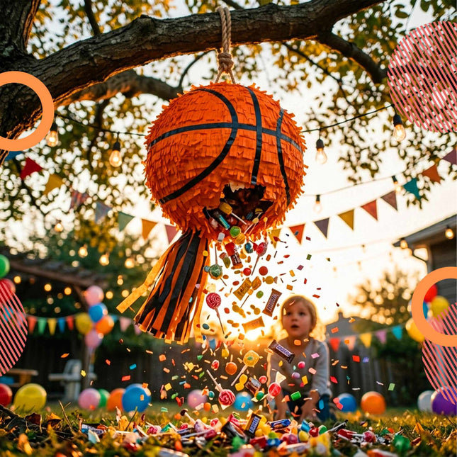 Basketball Piñata Set with Stick & Mask, 25 cm