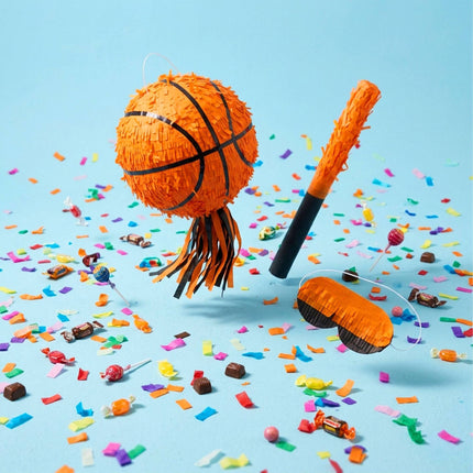 Basketbalová piñata sada s tyčí a maskou, 25 cm