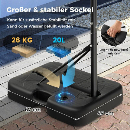 Basketball hoop outdoor basketball stand 172-200cm height adjustable basketball system black