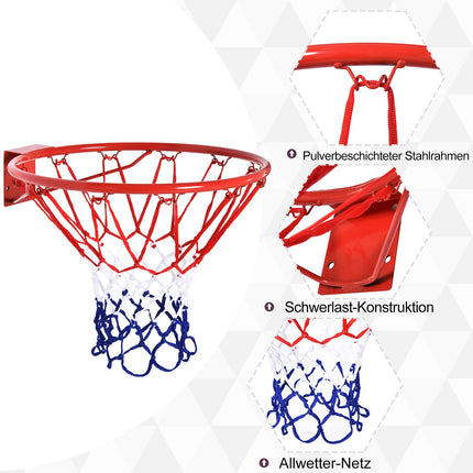 Basketbalový koš se síťkou, ocelový rám, průměr 46 cm