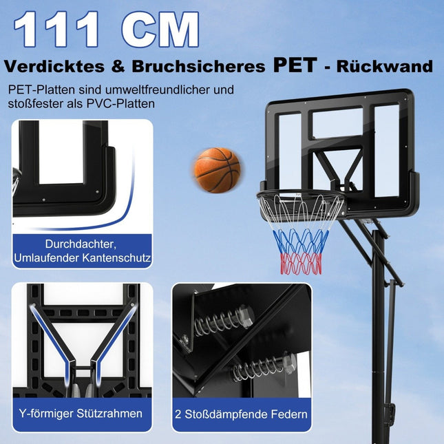 Basketbalový stojan 245-305 cm výškově nastavitelný, koš se stojanem, černý