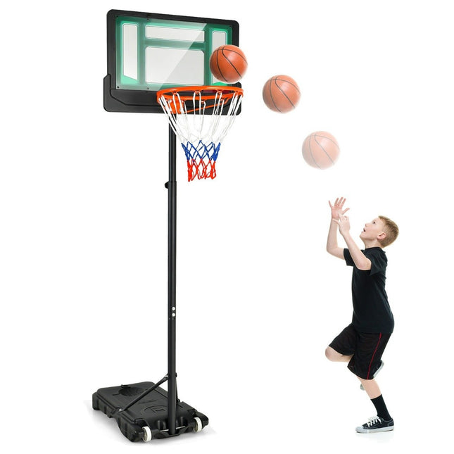 Basketbalový stojan 90/158-210 cm výškově nastavitelný, koš se stojanem, odolný, vnitřní i venkovní, zelený