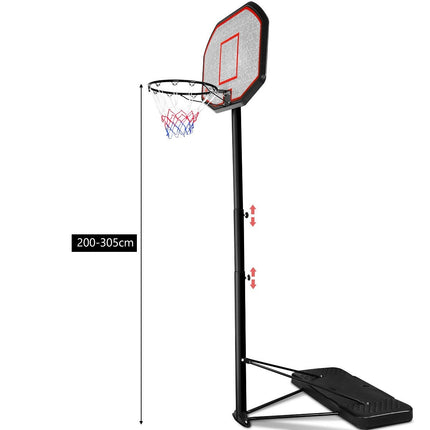 Basketbalový stojan, basketbalový koš, přenosný basketbalový systém, 200-305 cm