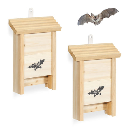 Budky pro netopýry 2 ks, dřevěné, drážkovaný vnitřek