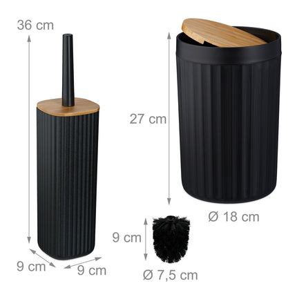 Sada koupelnových doplňků, 6dílná, plast a bambus