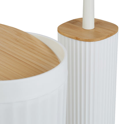 Sada koupelnových doplňků, plast a bambus, 6dílná