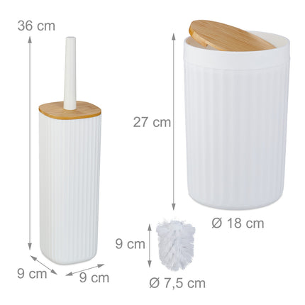 Sada koupelnových doplňků, plast a bambus, 6dílná