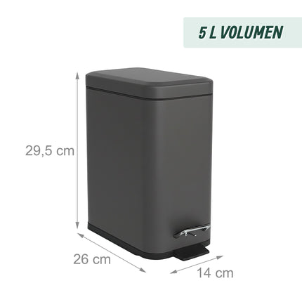 Badezimmereimer, 5 l, Soft Close, Fußpedal