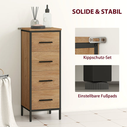 Koupelnová skříňka, 4 zásuvky, kompaktní, industriální styl
