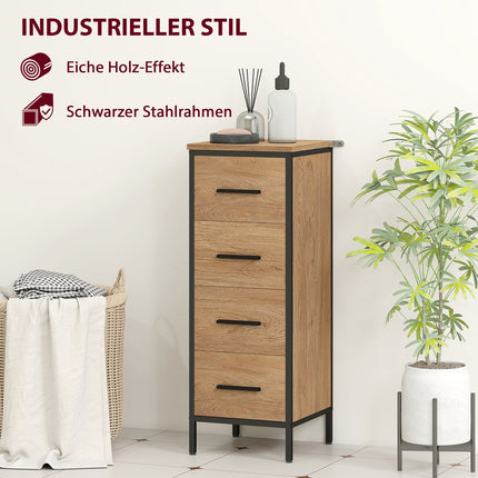 Koupelnová skříňka, 4 zásuvky, kompaktní, industriální styl