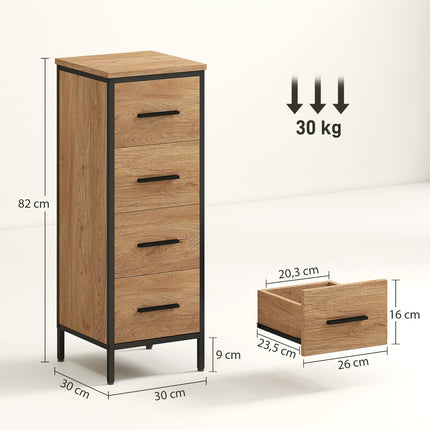 Koupelnová skříňka, 4 zásuvky, kompaktní, industriální styl