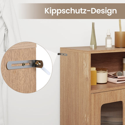 Bathroom Cabinet with 2 Doors & Adjustable Shelf, Freestanding