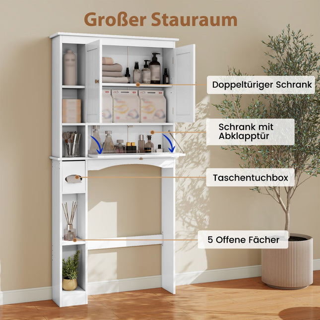 Badkamerkast met 3 deuren en verstelbare planken, wit