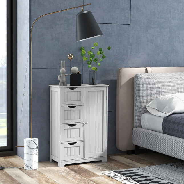 Badkamerkast met 4 lades, verstelbare plank, wit