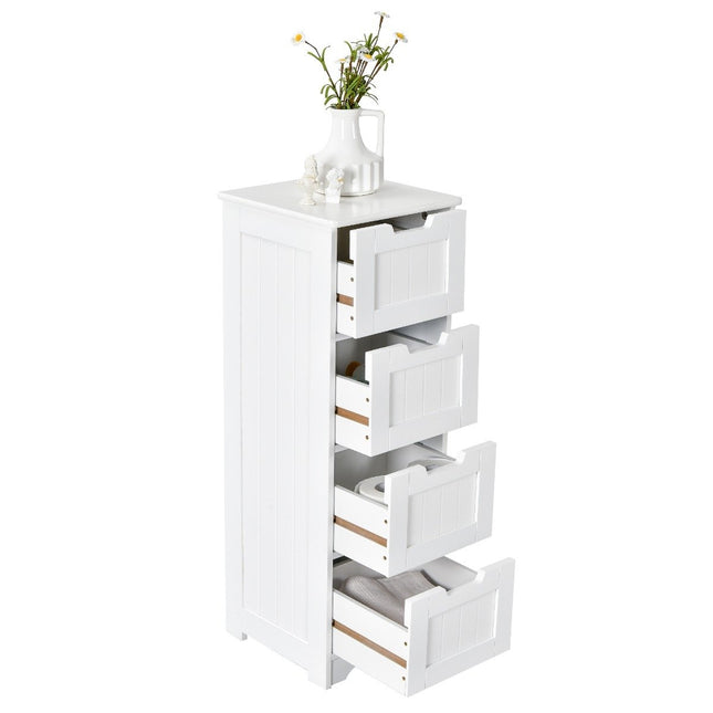 Badkamerkast met 4 lades, wit, 30x30x83 cm