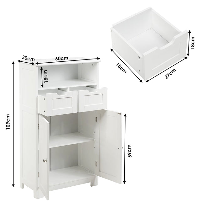 Badkamerkast met verstelbare planken, wit MDF, 3 niveaus