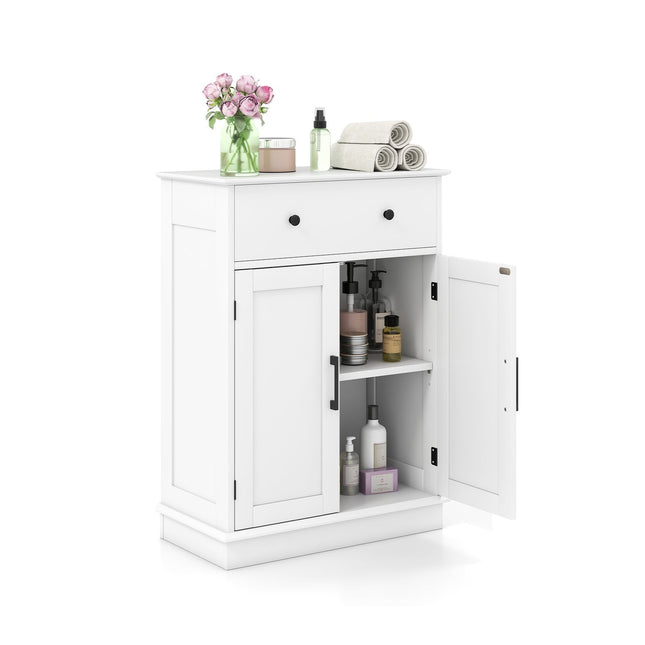 Badkamerkast met lade, verstelbare plank, 56x30x80 cm, wit