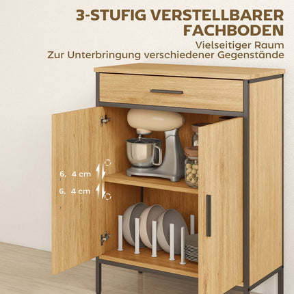 Bathroom Cabinet with Drawer and Adjustable Shelves, Oak Finish