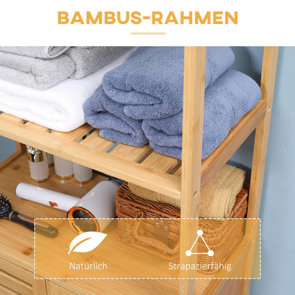 Koupelnová skříňka s lamelovými dvířky, bambus, přírodní
