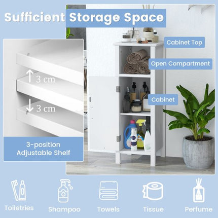 Bathroom Floor Storage Cabinet, Single Door, Adjustable Shelf