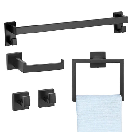 Bathroom Hardware Set, 5-Piece Matte Black Stainless Steel