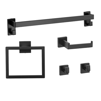 Bathroom Hardware Set, 5-Piece Matte Black Stainless Steel