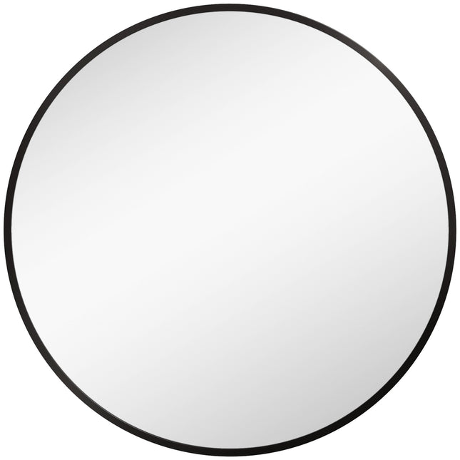 Kulaté koupelnové zrcadlo, hliníkový rám, Ø60 cm, černá