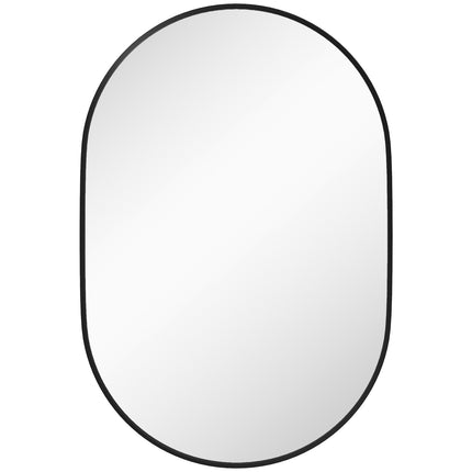 Oval bathroom mirror, 60x90 cm, black aluminum frame