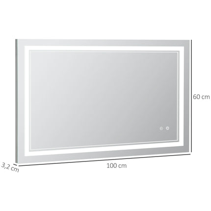 LED Bathroom Mirror, Touch Switch, 3 light colors, Waterproof
