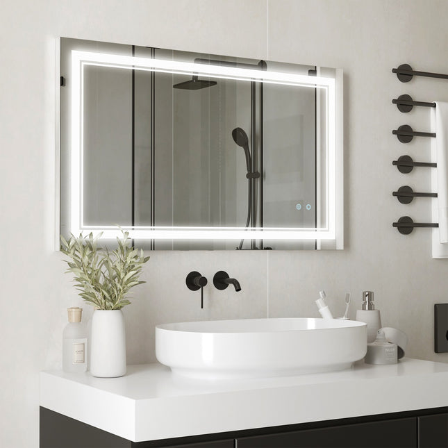 LED koupelnové zrcadlo, dotykový vypínač, 3 barvy světla, vodotěsné