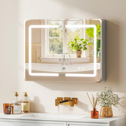Koupelnová zrcadlová skříňka s LED, proti zamlžení, 80 x 60 cm
