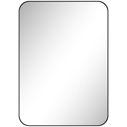 Bathroom Mirror, Safety Film, Metal Frame, 50x70 cm, Black