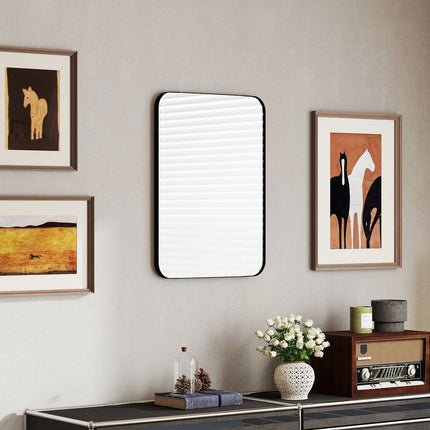 Bathroom Mirror, Safety Film, Metal Frame, 50x70 cm, Black