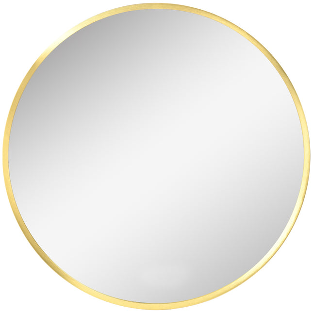 Kulaté koupelnové LED zrcadlo, Ø50 cm, IP44, paměťová funkce, zlatá