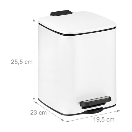 Koupelnový pedálový koš, 6L – tlumené zavírání, bezdotykový