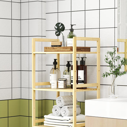 Bambusový 5patrový nastavitelný regál, 43.5x31.5x142 cm – přírodní dřevo