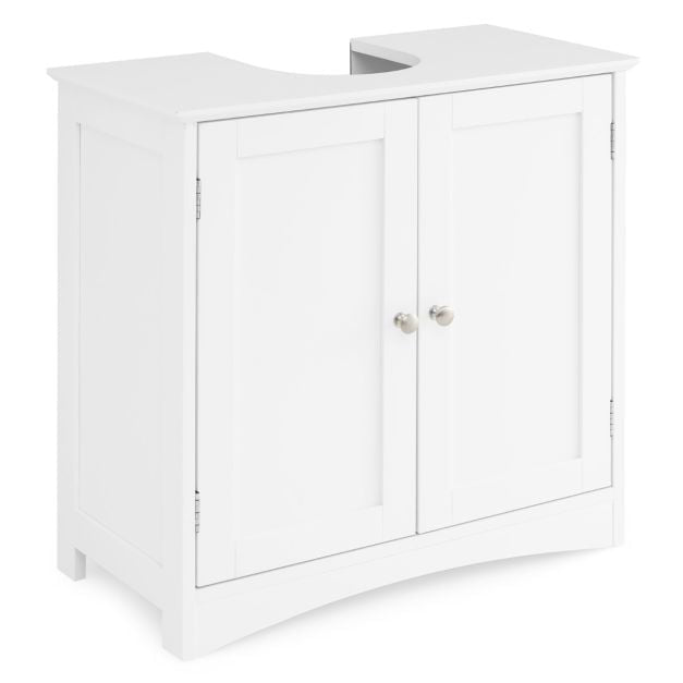 Koupelnová skříňka pod umyvadlo, 2 dvířka, výřez U, bílá 60cm