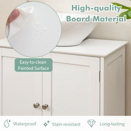 Bathroom Sink Cabinet, 2 Doors, U-Cutout, White 60cm