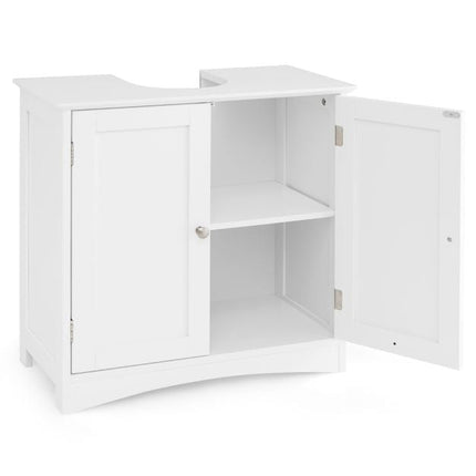 Bathroom Sink Cabinet, 2 Doors, U-Cutout, White 60cm