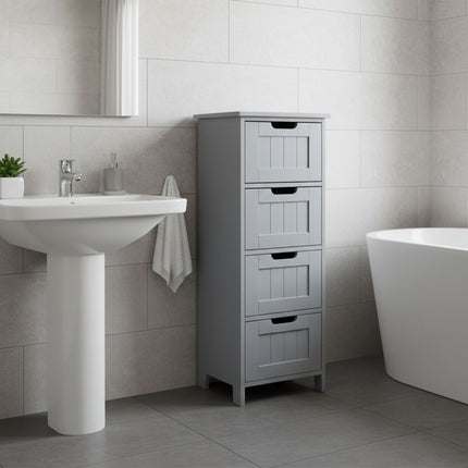 Koupelnová úložná skříňka, 4 zásuvky, úsporný design