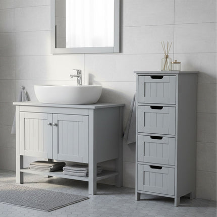 Koupelnová úložná skříňka, 4 zásuvky, úsporný design