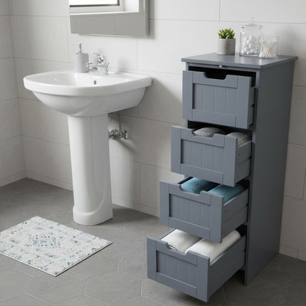Koupelnová úložná skříňka, 4 zásuvky, úsporný design